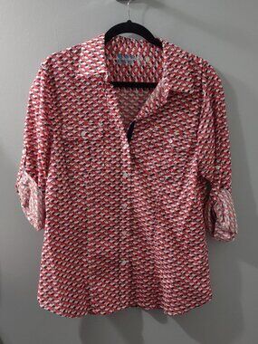 Creme Fraiche Melissa Luxury Resort Wear Shirt Top Size XL